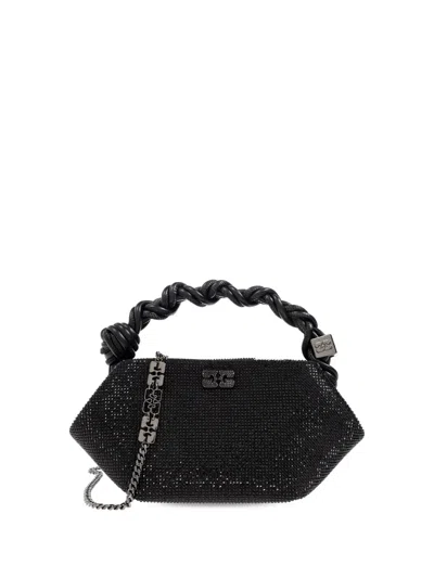 Ganni Rhinestone-embellished Tote Bag In Black