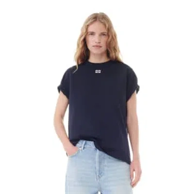 Ganni Rhinestone Relaxed T-shirt In Blue
