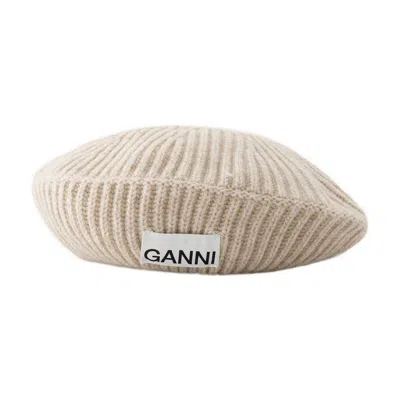 Ganni Rib Beret In Neutral