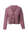 Ganni Rib Knit Cropped Cardigan In Pink Wool In Pink