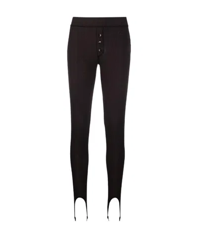 Ganni Rib-knit Leggings In Black