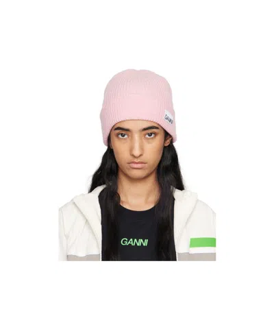 Ganni Rib Knitted Hat In Black