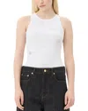 Ganni Soft Cotton Rib Tank Top In Bright White