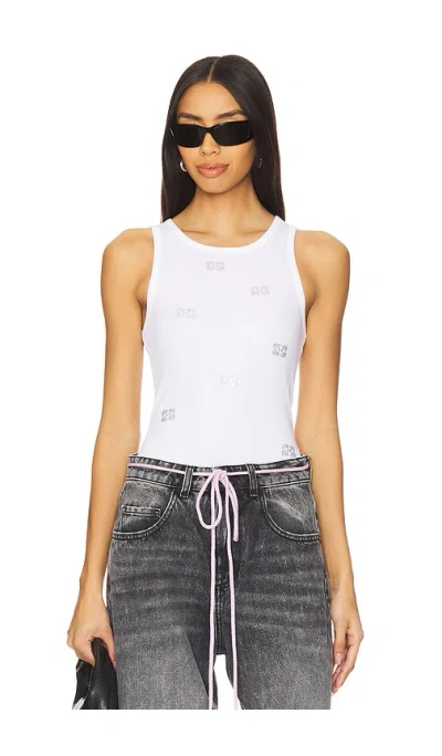 Ganni Tank Top With Micro Rhinest In White