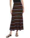 Ganni Rib-merino Striped Maxi Skirt In Red