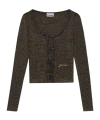 Ganni Sparkly Knit Tie-front Blouse In Black