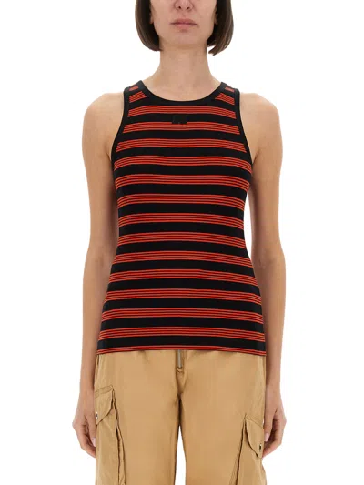 GANNI RIBBED COTTON TOP