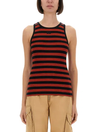 GANNI RIBBED COTTON TOP