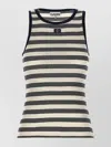 Ganni Womens Sky Captain Striped Ribbed Stretch-cotton Top
