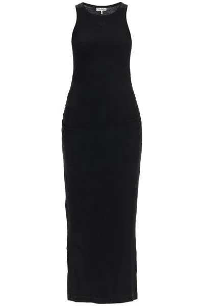 Ganni Ribbed Jersey Tank Dress In Black