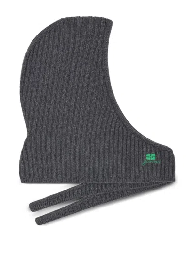Ganni Ribbed-knit Balaclava In Blue
