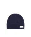 Ganni Light Structured Rib Knit Beanie Peacoat In Black