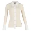 Ganni Ribbed-knit Cardigan In Cream Cotton