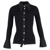 Ganni Ribbed-knit Cardigan In Midnight Blue Cotton