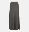 Ganni Metallic Ribbed-knit Maxi Skirt In Grau