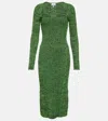 Ganni Ribbed-knit Midi Dress In Kelly Green