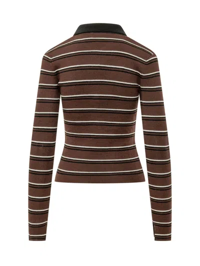 Ganni Ribbed Merino Polo In Multicolor