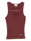 Ganni Ribbed Scoop-neck Tank Top In Brown