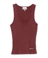 Ganni Ribbed Scoop-neck Tank Top In Red