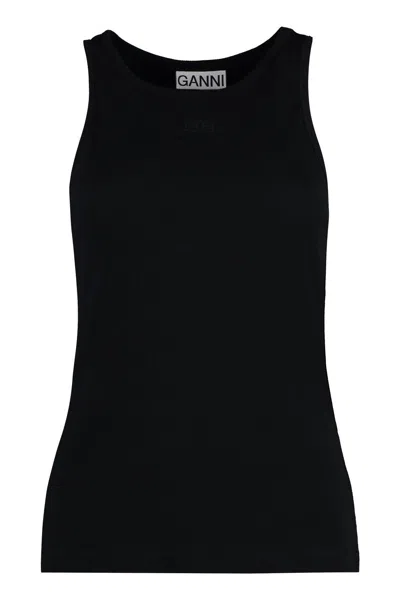 GANNI LOGO FITTED TANK TOP