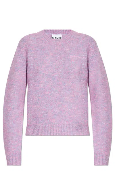 Ganni Ribbed Sweater In Pink