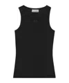 Ganni 'tank Top With Rhinestone Logo In Black