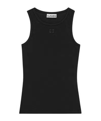 GANNI GANNI RIBBED SLEEVELESS TANK TOP