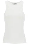 Ganni Soft Cotton Rib Tank Top In White
