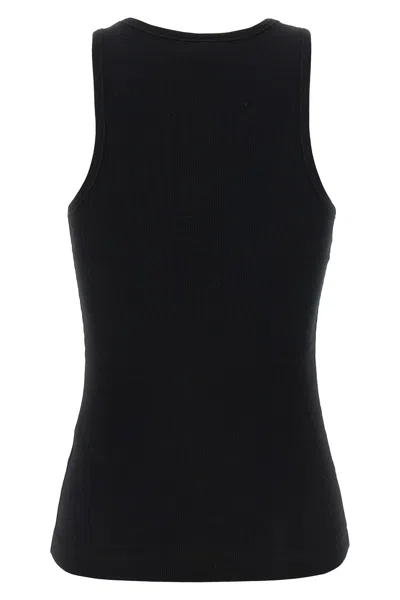 Ganni Ribbed Top In Black