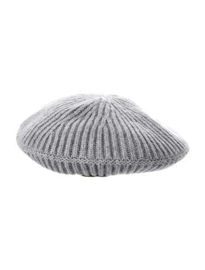 Pre-owned Ganni Ribbed Wool Beret  W/tags In Gray