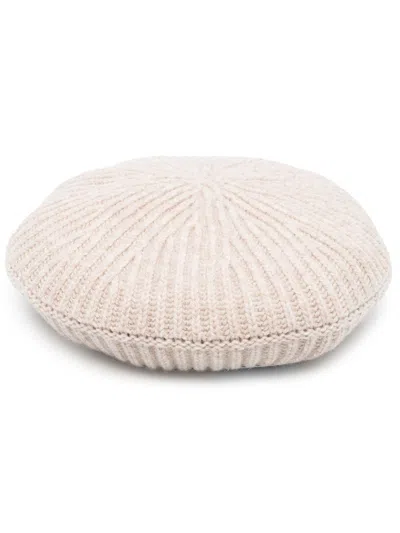 Ganni Women Ribbed Wool Hat In Beige
