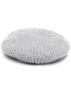 Ganni Wool Blend Ribbed Knitted Hat In Gray