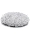 Ganni Wool Blend Ribbed Knitted Hat In Grey