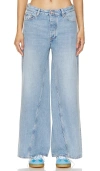 Ganni High-rise Wide-leg Jeans In 浅复古蓝