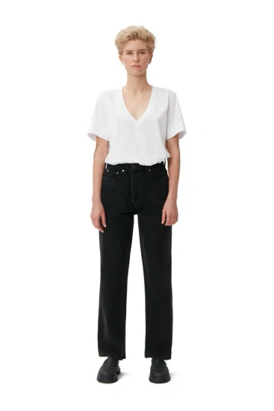 Ganni Rigid Denim Rigid Denim Figni Jeans In Washed Black/black