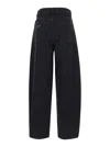 GANNI BLACK PANTS WITH HIGH WAIST AND LOGO PATCH ON THE REAR IN COTTON WOMAN