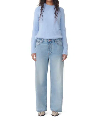 Ganni Rigid Izey Jeans In Light Blue Vintage In Multi