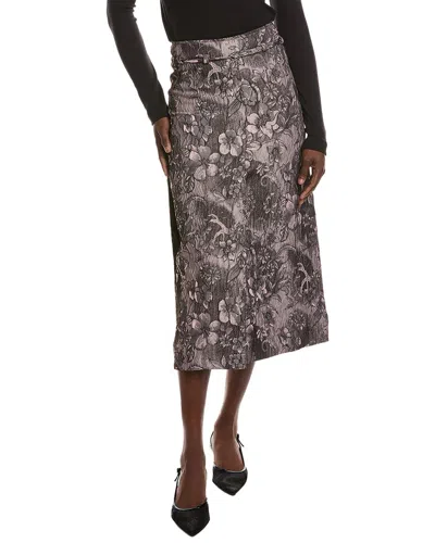 Ganni Rippled Jacquard Long Slit Skirt In Brown