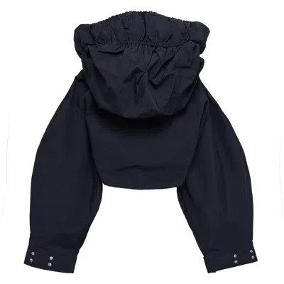 Ganni Ripstop Tri-layer Cropped Jacket In Blue
