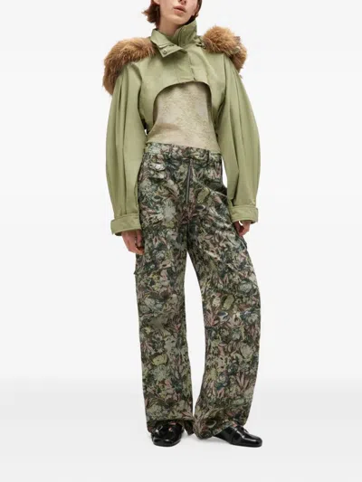 Ganni Ripstop Tri-layer Cropped Jacket In Green