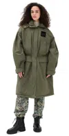 Ganni Ripstop Tri-layer Parka Coat Kalamata In Green