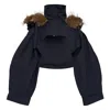 Ganni Ripstop Tri-layer Cropped Jacket In Blue