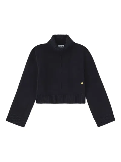 Ganni Roll-neck Sweater In Black