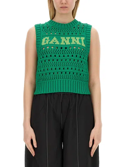 Ganni Rope Vest In Green