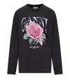 Ganni Black Basic Jersey Rose Relaxed T-shirt In Grey