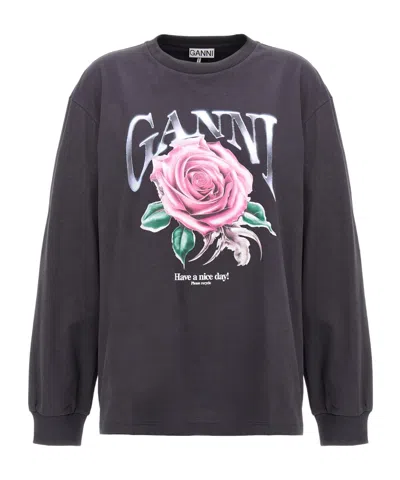GANNI GANNI ROSE PRINTED LONG-SLEEVED SWEATSHIRT
