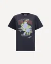 Ganni Graphic Print Crew Neck Short Sleeve Top In Black