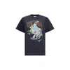 Ganni Graphic Print Crew Neck Short Sleeve Top In Black