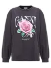 Ganni Black Basic Jersey Rose Relaxed T-shirt