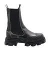 Ganni Elasticated-ankle Ridged-sole Boots In Black